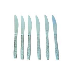 TWA Trans World Airlines First Class Flatware Cross Hatch Knife Knives (6)